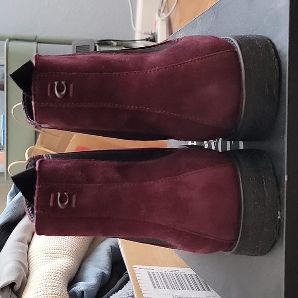 Coach Suede Chelsea Boots Oxblood Size 7 - Picture 6 of 6